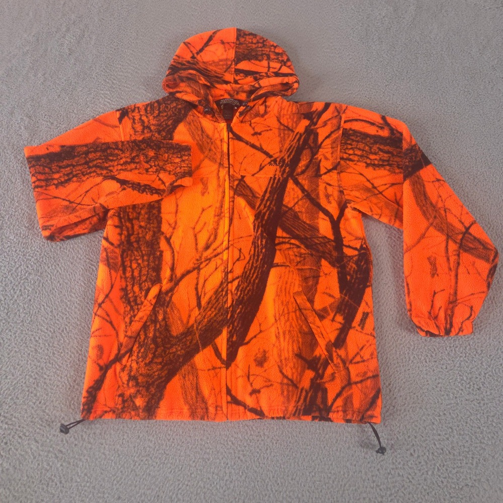 Winchester Jacket Mens L Orange Realtree Camo Fleece Full Zip Hooded Drawstring